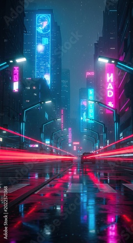 Neon Cityscape - Futuristic Urban Night Scene.
