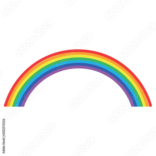 Rainbow arch with vibrant spectrum colors isolated on white background for bright creative designs