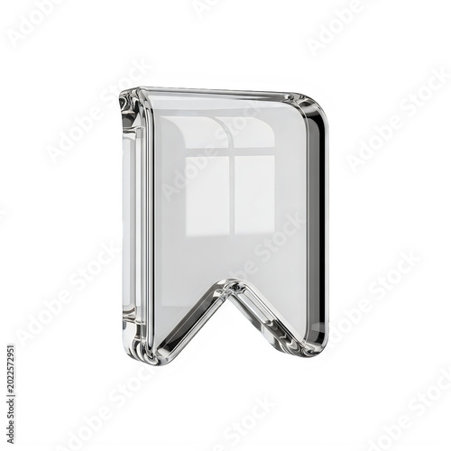 Geometric silver-framed square icon with diagonal cutouts isolated on transparent background