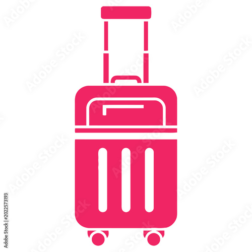 Pink luggage suitcase icon travel symbol