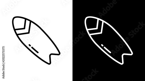 Photography Surf Board Icon Sheet Black And White