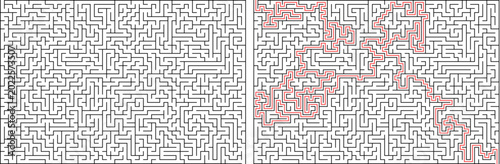 Foto Complex Maze Puzzle with Solution Path