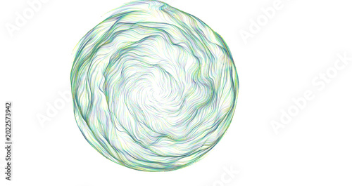 Foto Dynamic abstract sphere with intricate swirling lines in green and blue hues, co