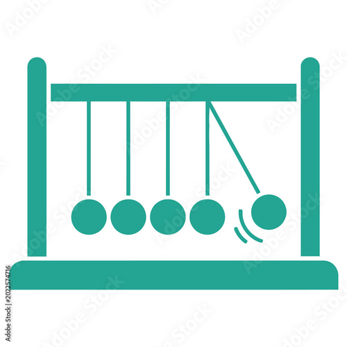 Newton's cradle pendulum balls in motion on stand