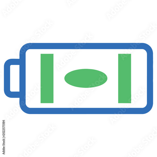 Battery icon with green indicator on white background
