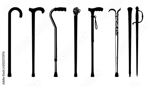 Foto Different canes collection vector illustration walking stick and mobility suppor