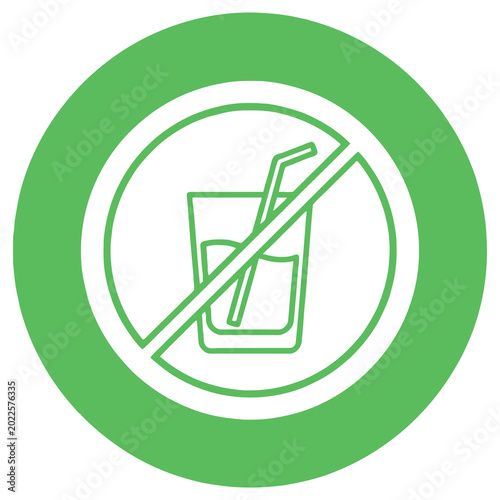 No drinking sign with glass and straw icon