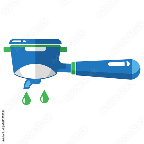 Oil funnel with green drops on white background