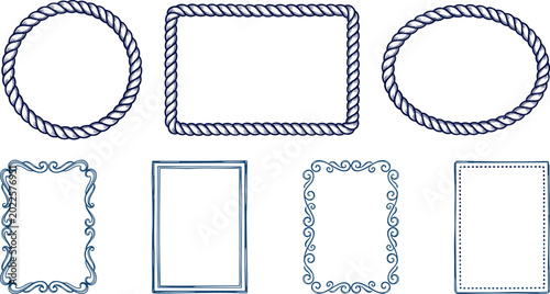 Schilderij op canvas Variety of decorative frame designs including rope borders, scrollwork edges, do
