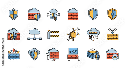 Vászonkép Cloud security icons set.