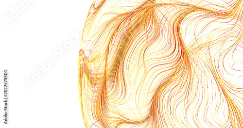 Cuadro en lienzo Dynamic composition of golden and orange lines, evokes feelings of motion and fl