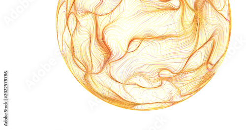 Foto An abstract artwork depicting intricate lines and flowing forms in shades of gol