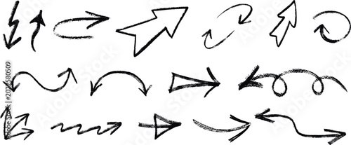 Canvas-taulu Hand drawn black arrow icon set