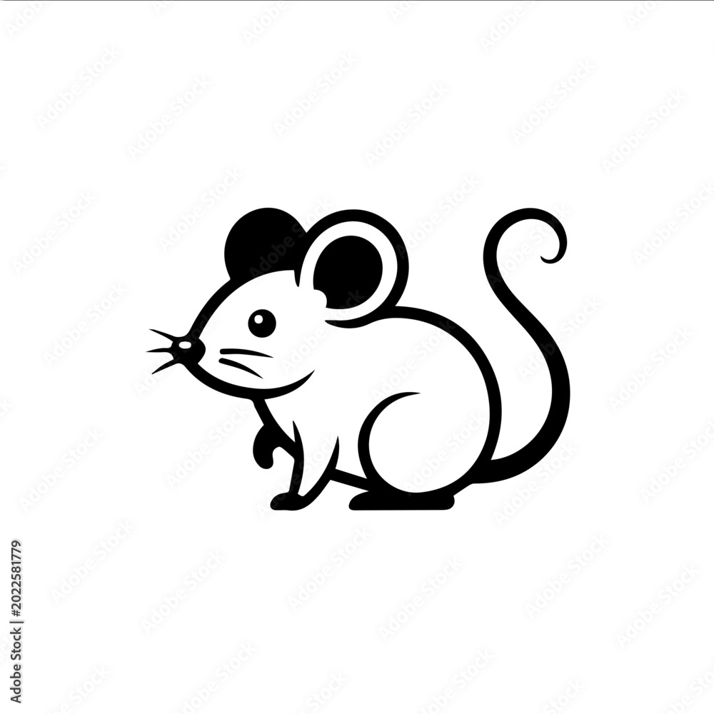 Fototapeta premium Charming minimalist mouse vector illustration, a delightful graphic element designed for various digital and print projects, embodying simplicity and cuteness