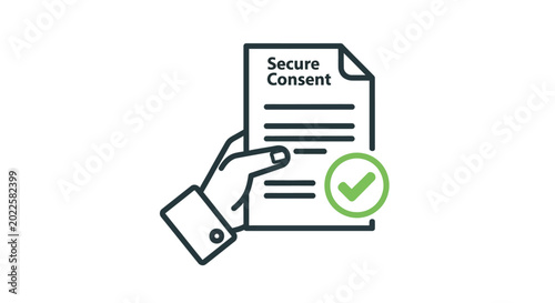 Tableau sur toile Hand holding secure consent form document.
