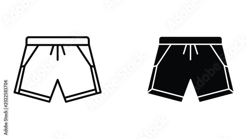Foto Black and white shorts icon with waistband and side pockets