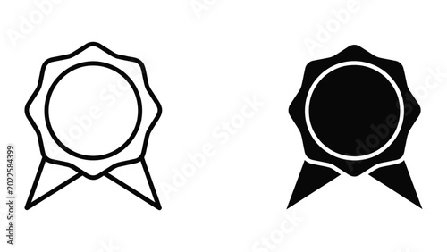 Canvastavla Black and white ribbon badge with starburst border