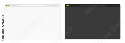 Light and Dark Browser Mockup, Empty Web Browser Page Template of Application UI UX Front View isolated on Transparent Background