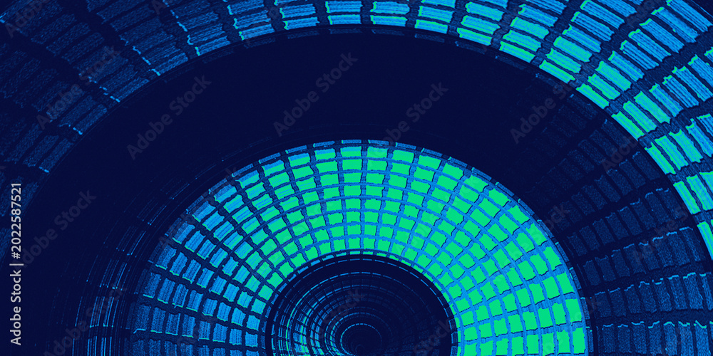 Naklejka premium futuristic hallway with a blue gradient with a digital tile texture