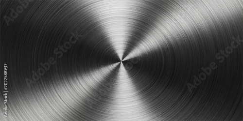 Quadro su tela A shiny brushed metal plate texture features a circular silver aluminum surface