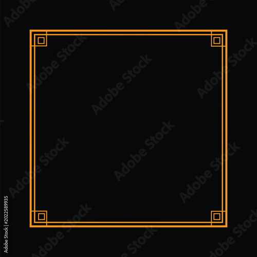 Elegant gold square frame with art deco corners geometric border vintage