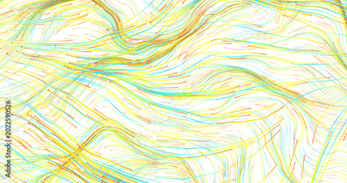 Cuadro en lienzo Dynamic colorful lines forming waves and flow in abstract graphic background