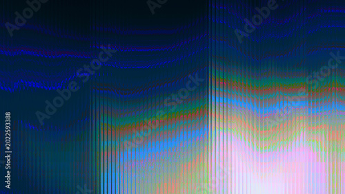 Obraz na plátne Digital screen glitch with vertical bars and wavy chromatic lines