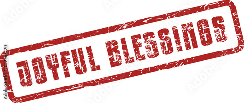 Photography Distressed Joyful Blessings text in a rectangular red grunge rubber stamp effect