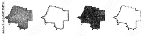 Obraz na plátně Monochrome sketch Levy County (Florida) outline map design set