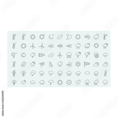 Comprehensive weather forecasting icon set for meteorological data and apps