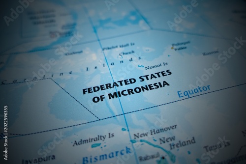 Obraz na plátně Map of Federated States of Micronesia with round vignette