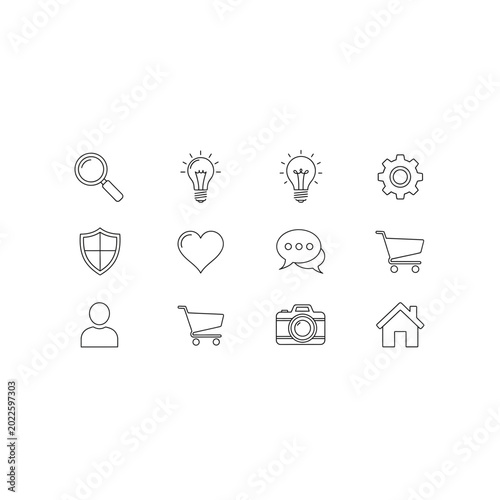 General user interface and web navigation linear icon set with interface