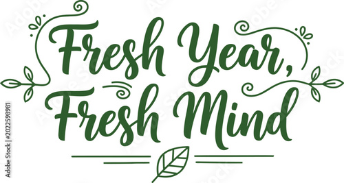 Green floral wellness lettering with elegant botanical decorative style Vector Design