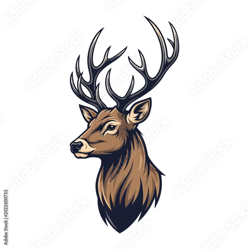 Fotografija Majestic deer stag head portrait illustration with wildlife portrait cervidae