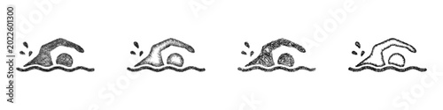 Foto Monochrome sketch freestyle stroke icon design set