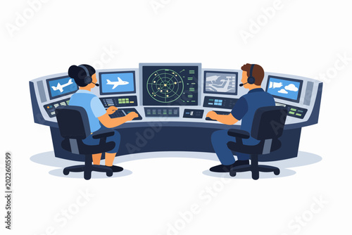 Air Traffic Control Operators Managing Airport Flight Operations