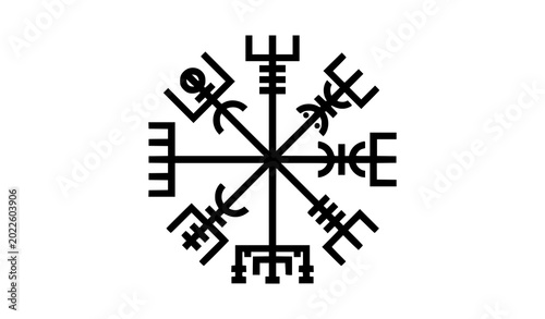 Photos Vegvisir Viking Runic Compass Black Silhouette Vector Icon