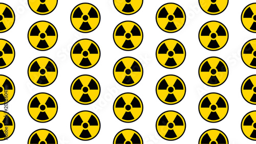 Seamless vector pattern featuring international radiation warning symbols on a transparent background for scientific, radioactive, hazard, and nuclear concepts. Seamless nuclear symbol pattern.