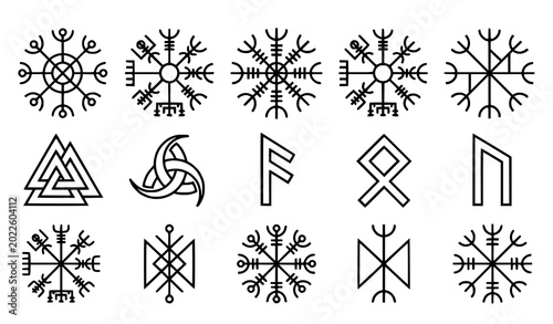 Photos Minimal Odin Runic Symbol Black Grey Vector Icons