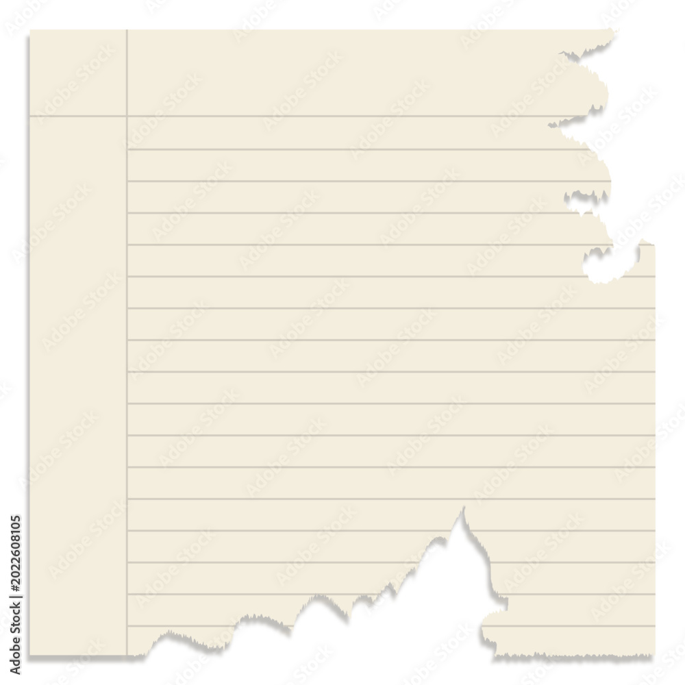 Obraz premium blank crumpled lined paper notebook paper with torn edges isolated on transparent sheet of paper