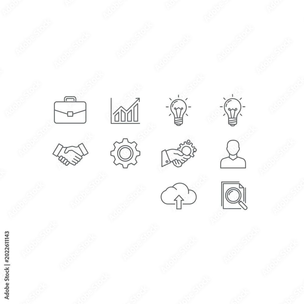 Fototapeta premium Business growth and financial management line icons with business, financial