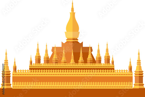 Golden Buddhist Temple Illustration
