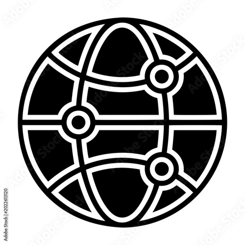 Global Network Icon Representing World Wide Web Connectivity Internet Communication And Digital Globalization Technology Vector Illustration