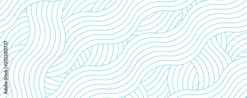 Fotografía Minimalist seamless pattern with cyan blue wavy lines on a white background
