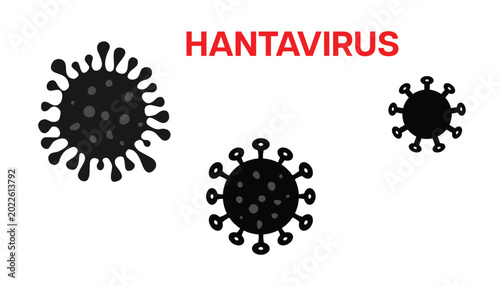 Canvastavla Hantavirus virus icon set medical pathogen vector illustration.
