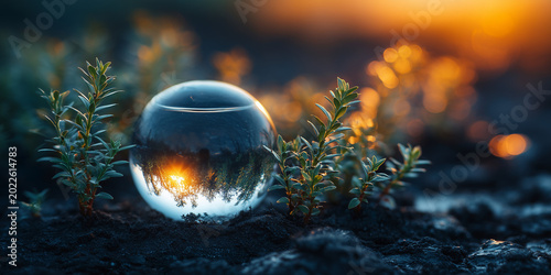 Sustainable investment trends esg insights from nature's reflection on glass outdoor environment close-up view