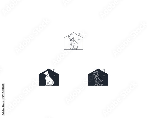 Dog and cat logo design template vector, line of pet logo design suitable for pet shop, store, cafe, business, hotel, veterinary clinic, Domestic animal vector illustration logotype, sign, symbol.