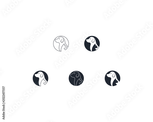 Dog and cat logo design template vector, line of pet logo design suitable for pet shop, store, cafe, business, hotel, veterinary clinic, Domestic animal vector illustration logotype, sign, symbol