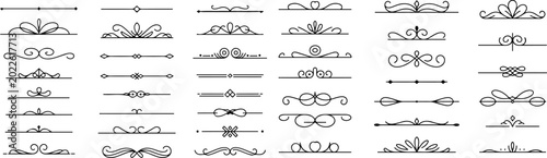 Fotografi Vintage decorative line divider set with elegant text separators, ornamental border elements and classic vector flourish designs