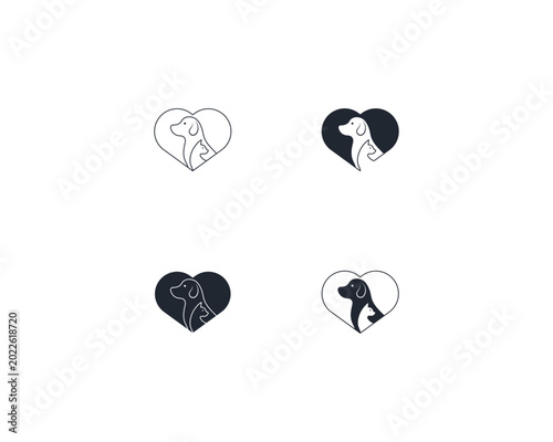 Dog and cat logo design template vector, line of pet logo design suitable for pet shop, store, cafe, business, hotel, veterinary clinic, Domestic animals vector illustration logotype, sign or symbol